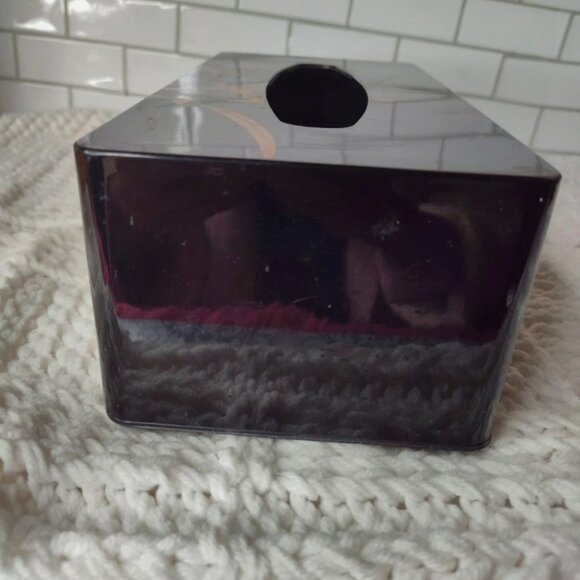 Vintage Japanese Yamanaka Black Lacquer Tissue Box Floral Made in Japa - Picture 4 of 8